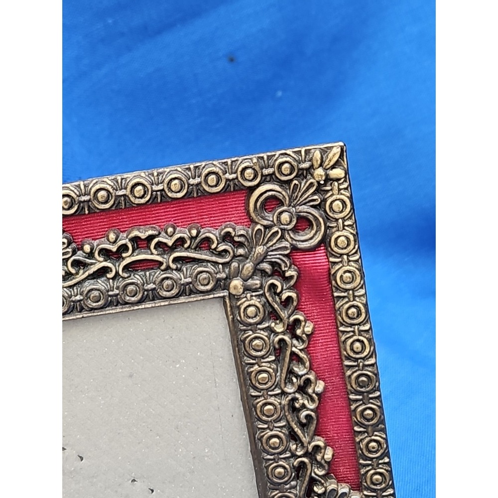 Victorian Brass Red‎ Photo Picture Frame Ornate Tabletop Weston Gallery 5x3.5